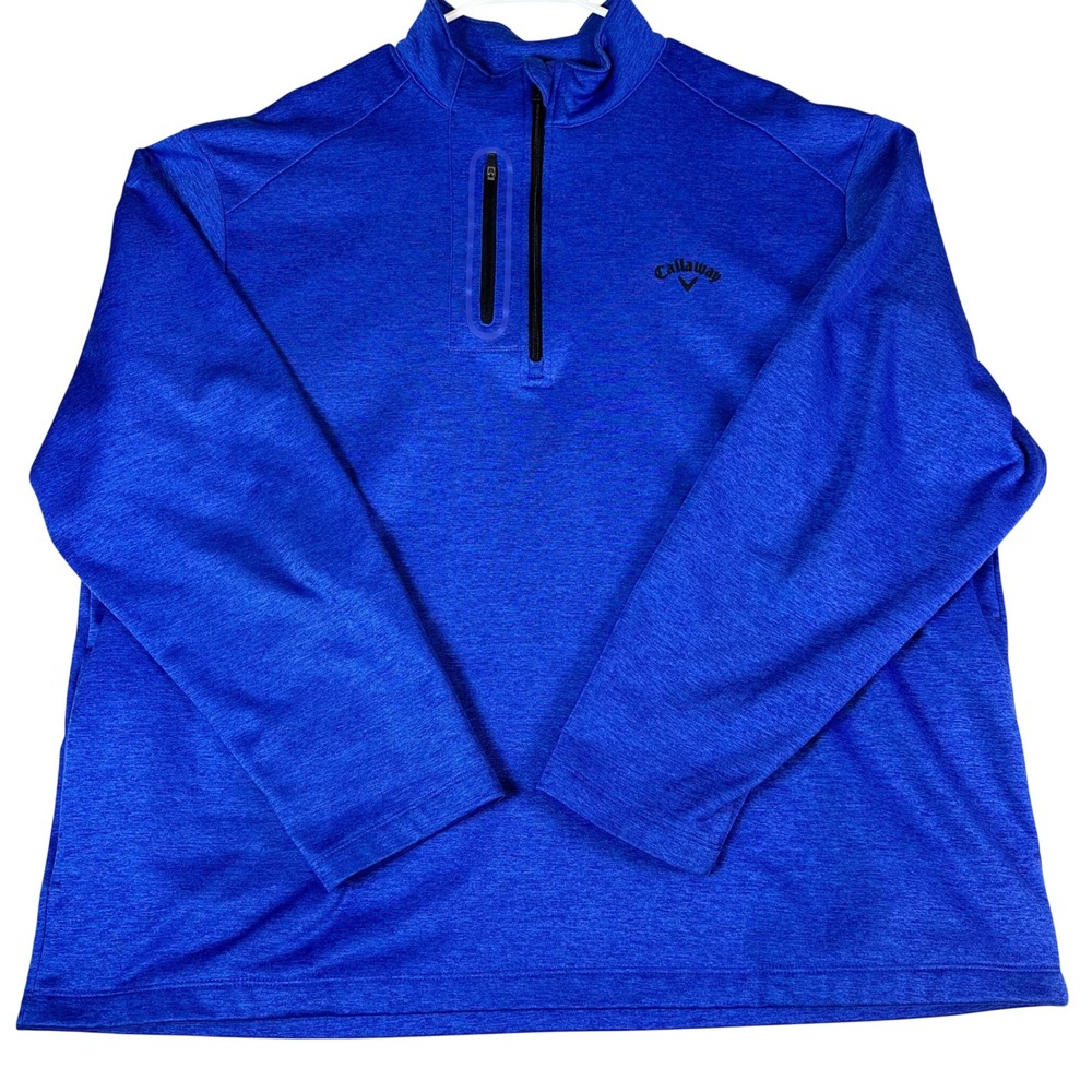 Callaway‎ Mens XXL Blue Heathered Quarter Zip Pullover Golf Fleece Jacket SA3630